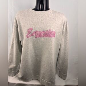 Source Unknown Light Gray Sweater with Pink Detail